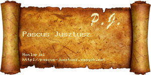 Pascus Jusztusz névjegykártya